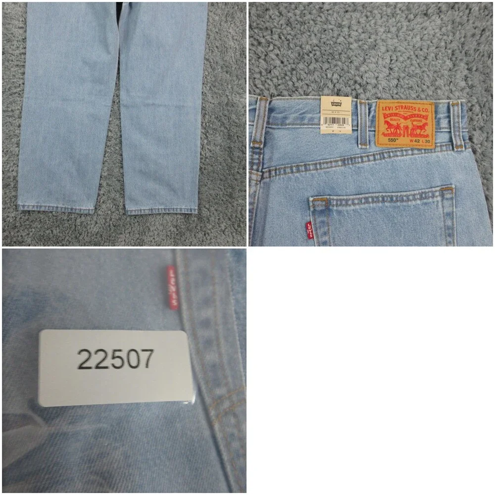 Levis 550 Jeans Mens 42x30 Light Wash Relaxed Fit Tapered Leg Denim 41x29.5* NWT